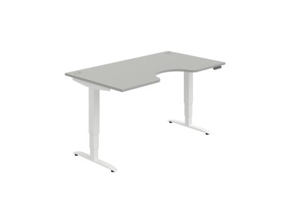 Pracovný stôl Motion Ergo, PO, 3S, 160x61-128x90 cm, sivá/biela