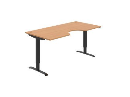 Pracovný stôl Motion Ergo, ZO, 2S, 180x70,5-120,5x90 cm, buk/čierna