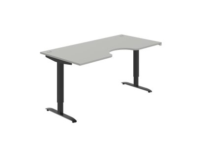 Pracovný stôl Motion Ergo, ZO, 2S, 180x70,5-120,5x90 cm, sivá/čierna