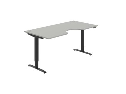 Pracovný stôl Motion Ergo, PO, 2S, 180x70,5-120,5x90 cm, sivá/čierna