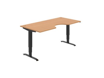 Pracovný stôl Motion Ergo, ZO, 3S, 180x61-128x90 cm, buk/čierna