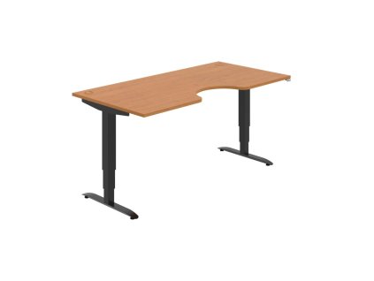 Pracovný stôl Motion Ergo, ZO, 3S, 180x61-128x90 cm, jelša/čierna