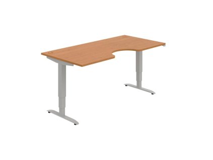 Pracovný stôl Motion Ergo, ZO, 3S, 180x61-128x90 cm, jelša/sivá