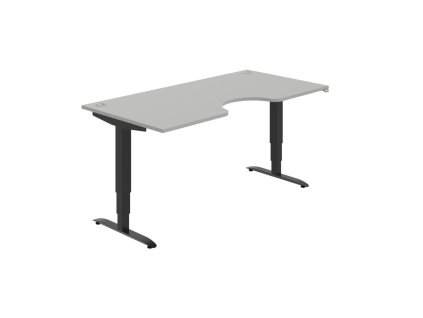 Pracovný stôl Motion Ergo, ZO, 3S, 180x61-128x90 cm, sivá/čierna