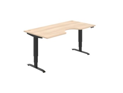 Pracovný stôl Motion Ergo, PO, 3S, 180x61-128x90 cm, agát/čierna