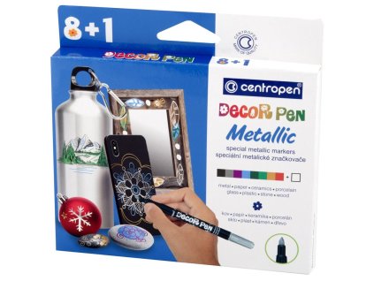 Sada popisovačov Centropen 2738 Decor Pen Metallic • sada 9 ks
