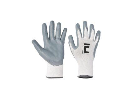 Rukavice nylon/úplet/nitril BABBLER, sivé/biele, veľ. 9/L