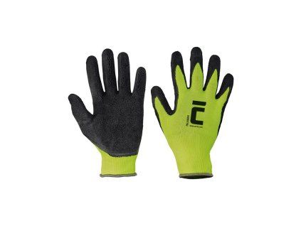 Rukavice nylonové, latexové PALAWAN, čierno/zelené, veľ. 9/L