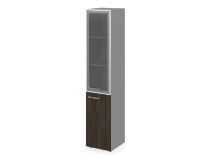 Policová skriňa Lenza Wels, pánty vpravo, 39,9x196,5x42,5cm, wenge/sivá