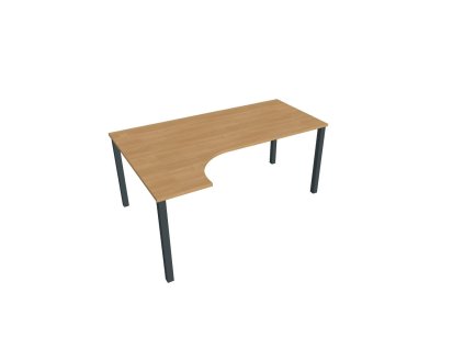 Pracovný stôl Uni, ergo, pravý, 180x75,5x120 cm, dub/čierna