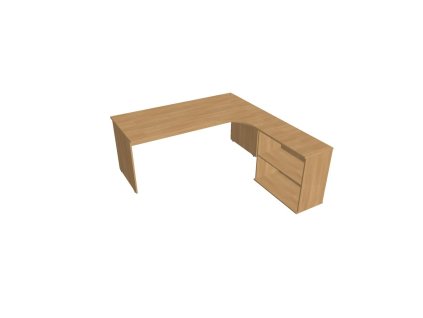 Pracovný stôl Gate, ergo, ľavý, 180x75,5x200 cm, dub/dub
