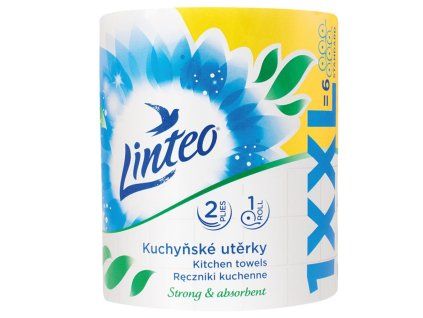 Kuchynské utierky 2-vrstvové Linteo XX, 100% celulóza, biele 60 m