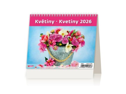 Stolový kalendár riadkový 17,1x13,9 cm - MiniMax Kvetiny 2027