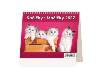 Stolový kalendár riadkový 17,1x13,9 cm - MiniMax Mačičky 2027