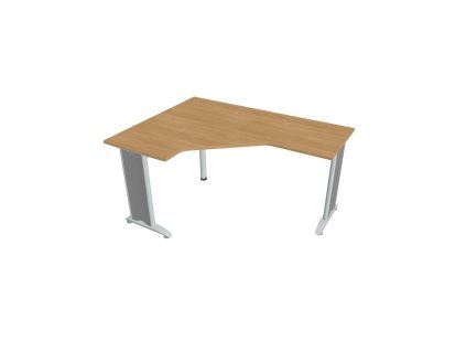 Pracovný stôl Flex, ergo, pravý, 160x75,5x120 (60x60) cm, dub/kov