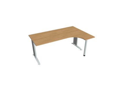 Pracovný stôl Flex, ergo, ľavý, 180x75,5x120 (80x40) cm, dub/kov