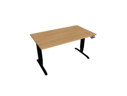 Pracovný stôl Motion, PO, 3S, 140x61 - 128x80 cm, dub/čierna