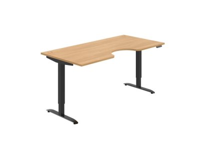 Pracovný stôl Motion Ergo, PO, 2S, 180x70,5-120,5x90 cm, dub/čierna