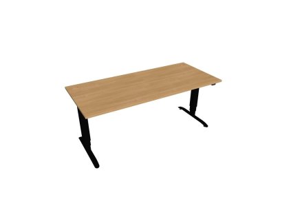 Pracovný stôl Motion, ZO, 3S, 180x61 - 128x80 cm, dub/čierna