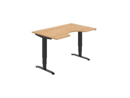 Pracovný stôl Motion Ergo, ZO, 3S, 140x61-128,x90 cm, dub/čierna