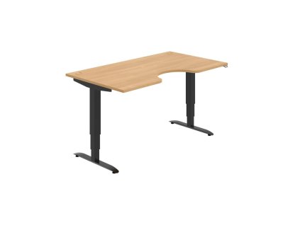 Pracovný stôl Motion Ergo, ZO, 3S, 160x61-128x90 cm, dub/čierna