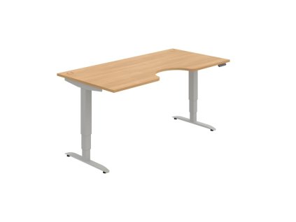 Pracovný stôl Motion Ergo, PO, 3S, 180x61-128x90 cm, dub/sivá