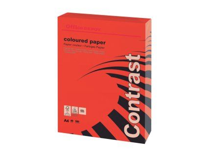 Farebný papier Office Depot A4, intenzívna červená, 80 g/m2