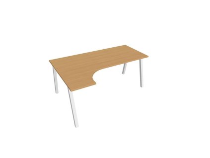 Pracovný stôl UNI A, ergo, pravý, 180x75,5x120 cm, buk/biela