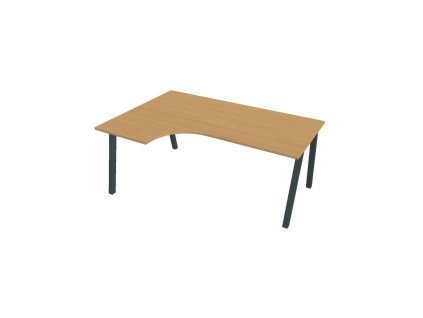 Pracovný stôl UNI A, ergo, pravý, 180x75,5x120 cm, buk/čierna