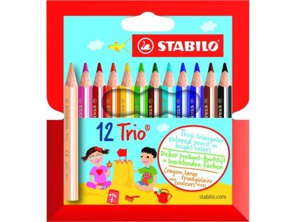 Farbičky STABILO Trio hrubé a krátke, v kartónovom obale, 12 ks