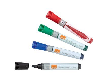 Popisovače Nobo na sklenené tabule s okrúhlym hrotom, sada 4 ks, mix farieb