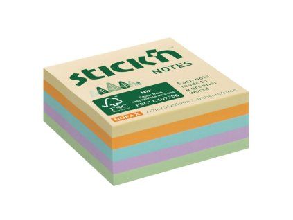 Samolepiaci bloček Stick’n Hopax mini, 51x51 mm, lúčny mix pastelových farieb, 240 lístkov