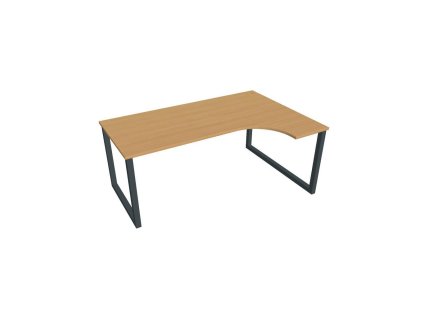 Pracovný stôl UNI O, ergo, ľavý, 180x75,5x120 cm, buk/čierna