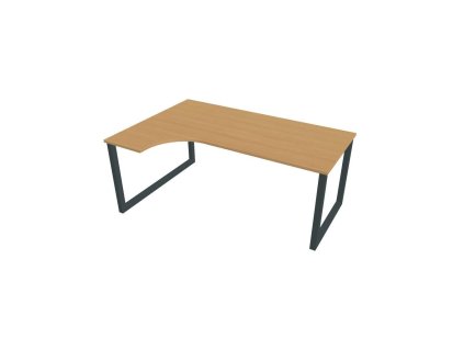 Pracovný stôl UNI O, ergo, pravý, 180x75,5x120 cm, buk/čierna
