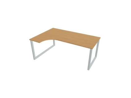 Pracovný stôl UNI O, ergo, pravý, 180x75,5x120 cm, buk/sivá