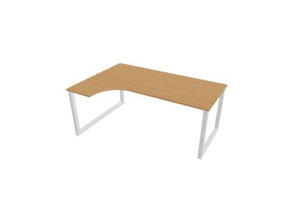 Pracovný stôl UNI O, ergo, pravý, 180x75,5x120 cm, buk/biela