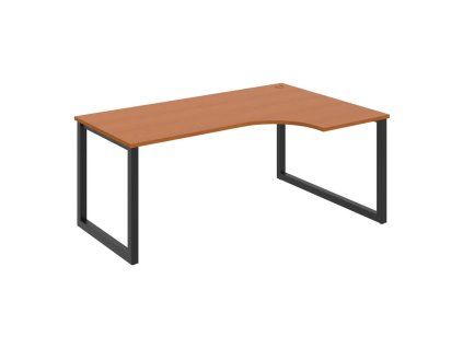 Pracovný stôl UNI O, ergo, ľavý, 180x75,5x120 cm, čerešňa/čierna