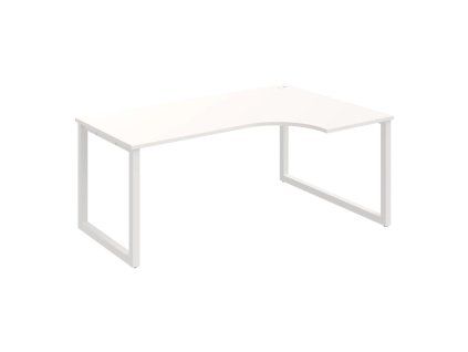 Pracovný stôl UNI O, ergo, ľavý, 180x75,5x120 cm, biela/biela