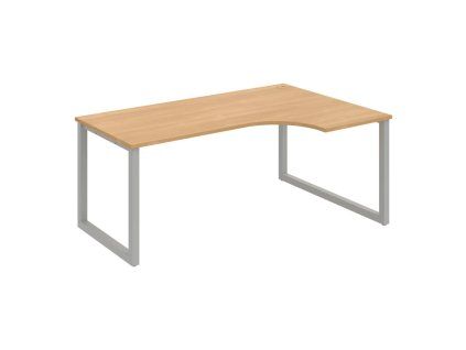 Pracovný stôl UNI O, ergo, ľavý, 180x75,5x120 cm, dub/sivá
