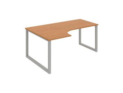 Pracovný stôl UNI O, ergo, pravý, 180x75,5x120 cm, jelša/sivá