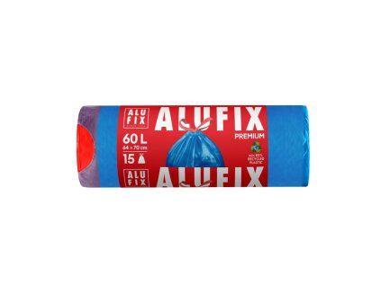 Vrecia na odpadky zaťahovacie Alufix 60 ℓ 15 ks, 27mic., 64 x 70 cm, modré, LDPE