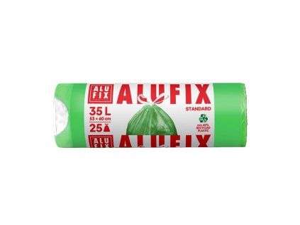Vrecia na odpadky zaťahovacie Alufix 35 ℓ 25 ks, 14mic., 53 x 60 cm, zelené, HDPE