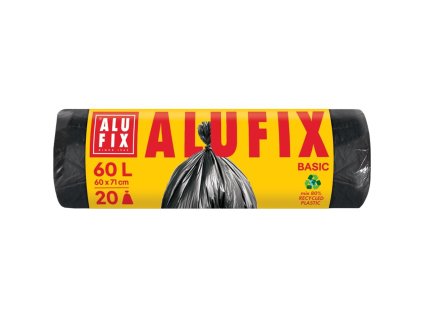 Vrecia na odpadky Alufix 60 ℓ 20 ks Economy, 13 mic., 59 x 72 cm, čierne, HDPE