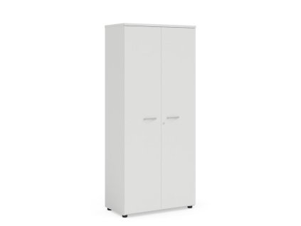 Policová skriňa BASIC, so zámkom, 80x40x182,1cm, biela