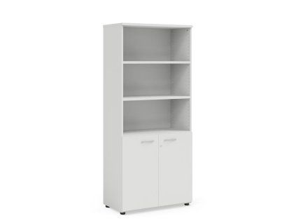Policová skriňa BASIC, kombinovaná, so zámkom, 80x40x182,1cm, biela