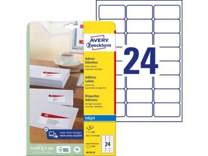 Adresné etikety AVERY 63,5x33,9mm biele