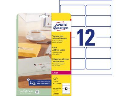 Adresné etikety 99,1 x 42,3 mm, 300 ks, transparentné