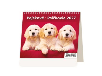 Stolový kalendár riadkový 17,1x13,9 cm - MiniMax Psíčkovia 2027