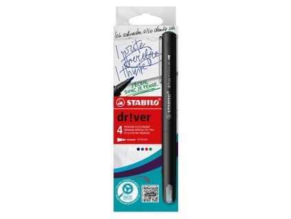 Sada linerov na písanie STABILO dr!ver - medium - 4 ks zelená, červená, modrá, čierna