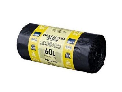 Vrecia zaväzovacie 60 ℓ LDPE 28 mic. 60 x 70 cm, 15 ksčierne